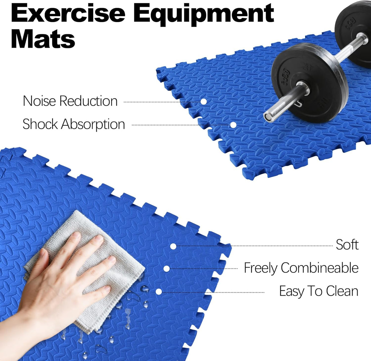 Puzzle Exercise Gym Flooring Mat, 3/4" Thick High-Density EVA Interlocking Tiles Workout Mat for Home Gym, Fitness Equipment, MMA, Gymnastics, 6-Piece Shock-Absorbing Exercise Mat (24 Sq Ft)