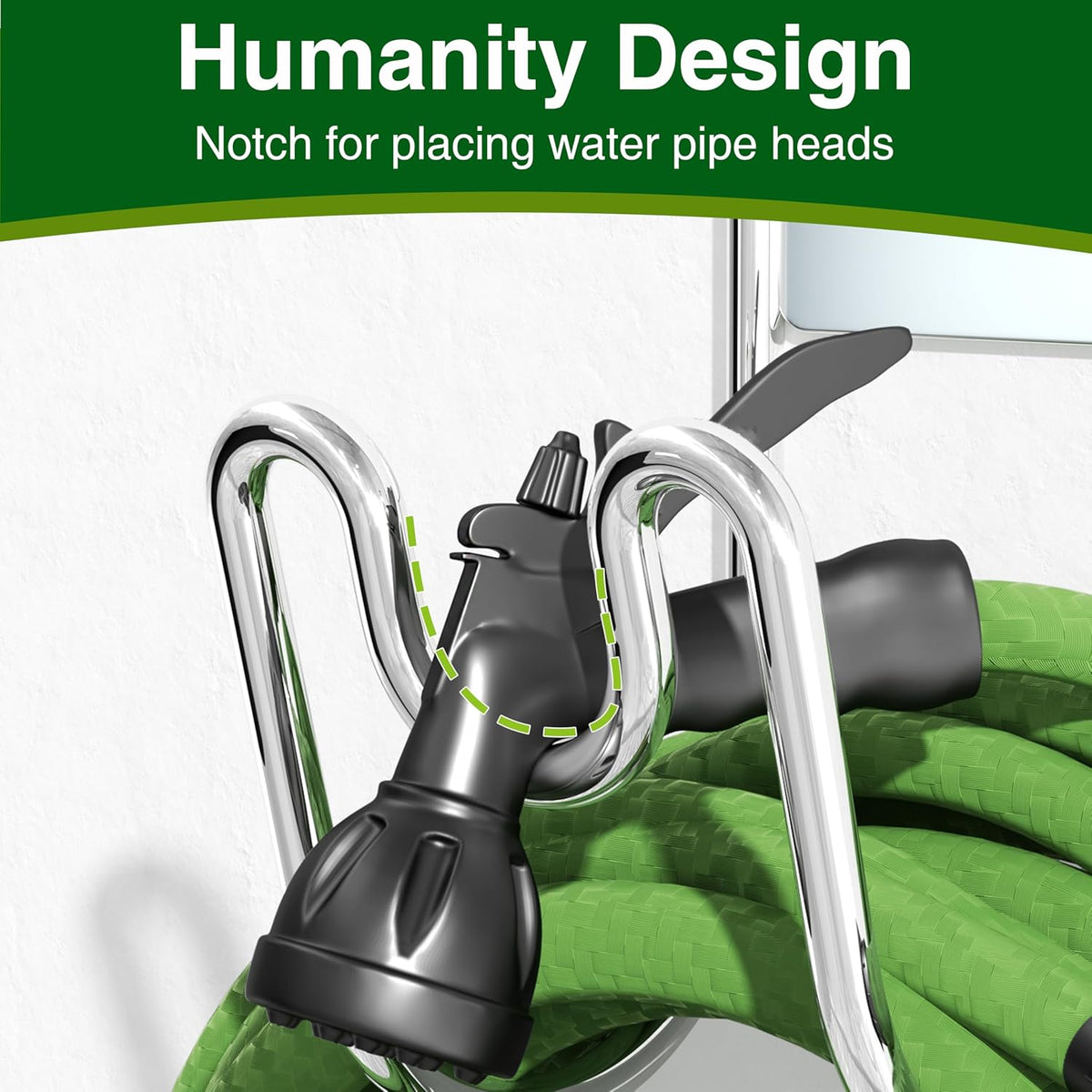Stainless Steel Garden Hose Holder - Silver SS304 Water Hose Holder - Wall Mounted Hose Hanger Heavy Duty for Water Hose Extension Cords Vacuum Hose, Anti-Rust.