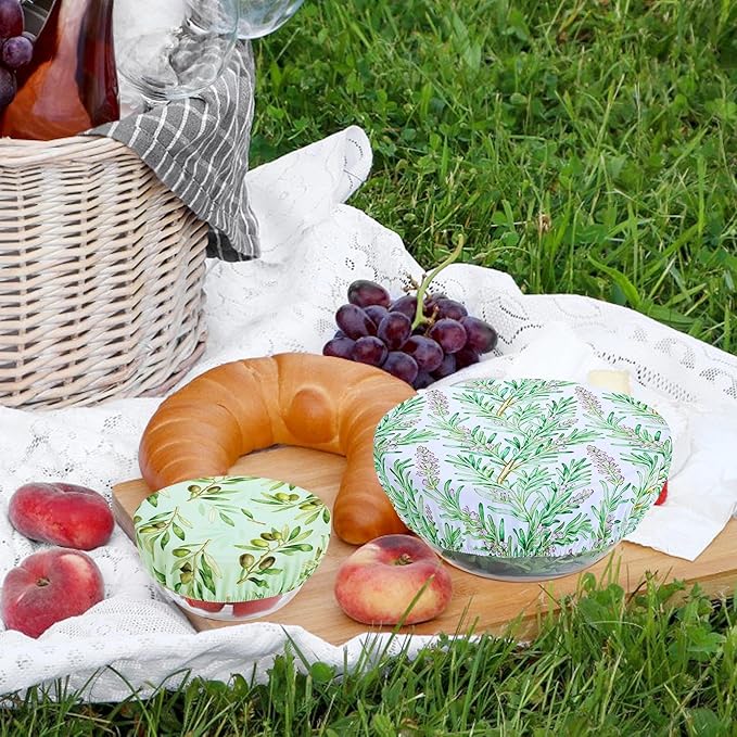 5 Pieces Bowl Covers Reusable, 5 Size Elastic Cloth Bowl Covers for Bread Proofing Stretch Food Covers Washable for Food Fruits Leftover (Lavender)