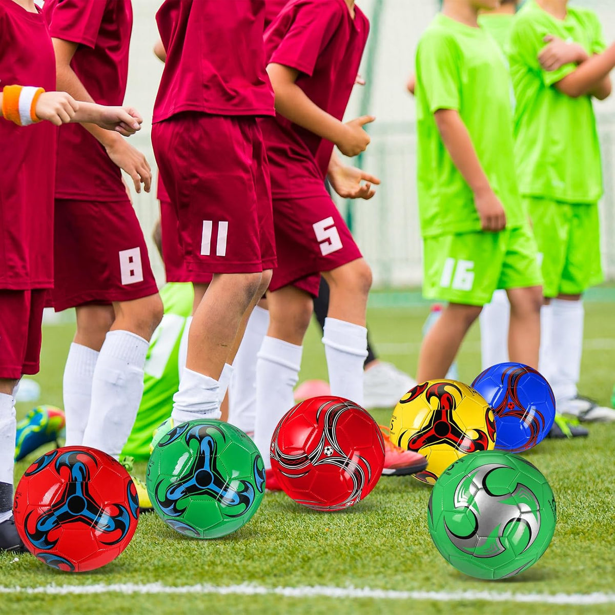 12 Pcs Soccer Balls for Teen Adult Bulk Deflated Soccer Ball with Pump Size 5 Indoor Outdoor Training Practice for School Sports Game Birthday Gifts Party Back to School