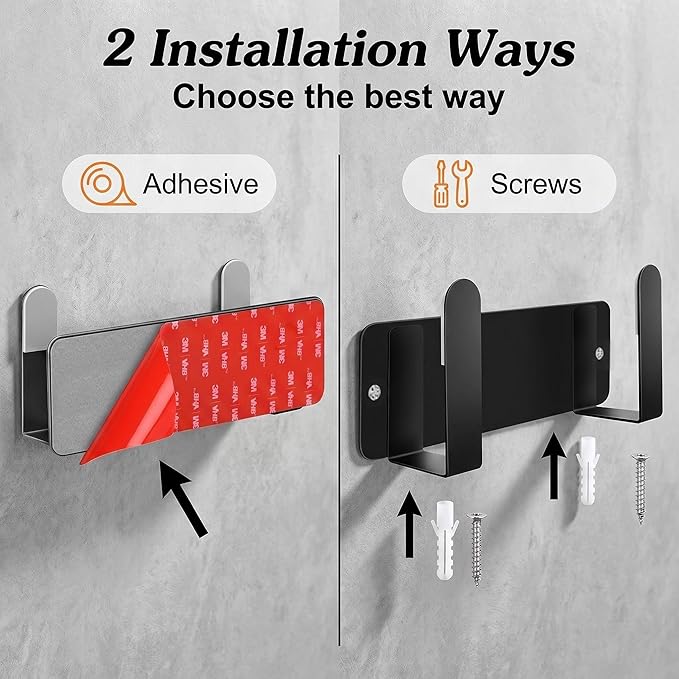 Pot Lid Rack, Wall Mounted 304 Stainless Steel Multi-Functional Storage Holder, Fits Cutting Boards, Pot Lids, Bathroom Scales, Self-Adhesive & Screw Mounting, Kitchen & Bathroom Organizer (Black)