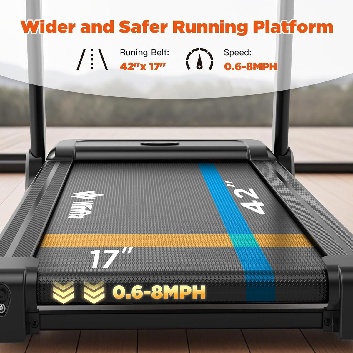 Treadmill with Incline, 300 LBS Capacity, 8 MPH or 10 MPH Speed, Bluetooth, App, Pause Function, Folding Treadmills for Home with 64 Programs, 17'' or 18'' Wide Belt, Heart Rate, BMI Detector