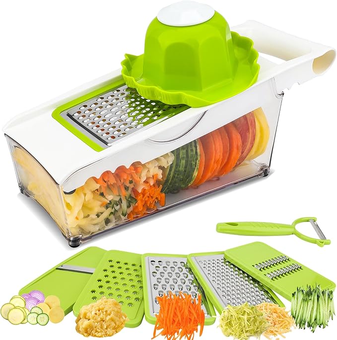 Graters For Kitchen, Cheese Grater with Container, Mandoline Slicer For Kitchen, Vegetable Grater, Carrot Shredder, Julienne Slicer and Peeler, Potato Slicer