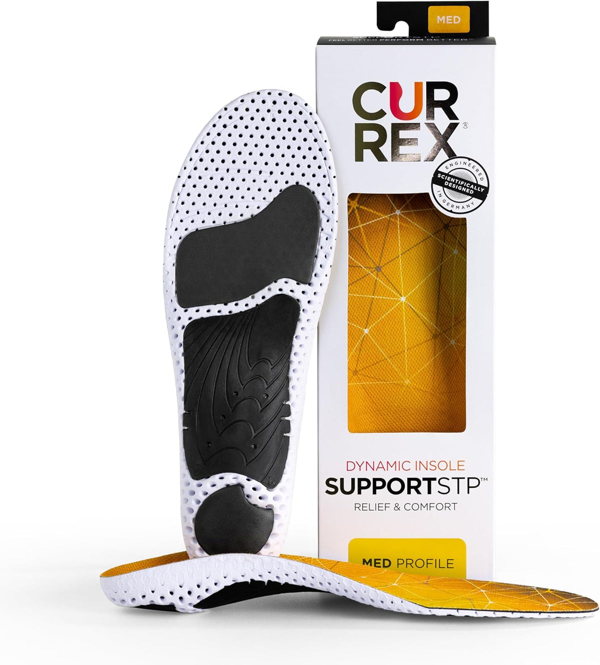 CURREX SupportSTP – Arch Support Insole w/Superior Cushioning & Airflow, Heavy Duty Shell for Less Fatigue – Comfort, Athletic, Casual and Work Shoe Inserts, Men & Women – Medium Arch, 2XL