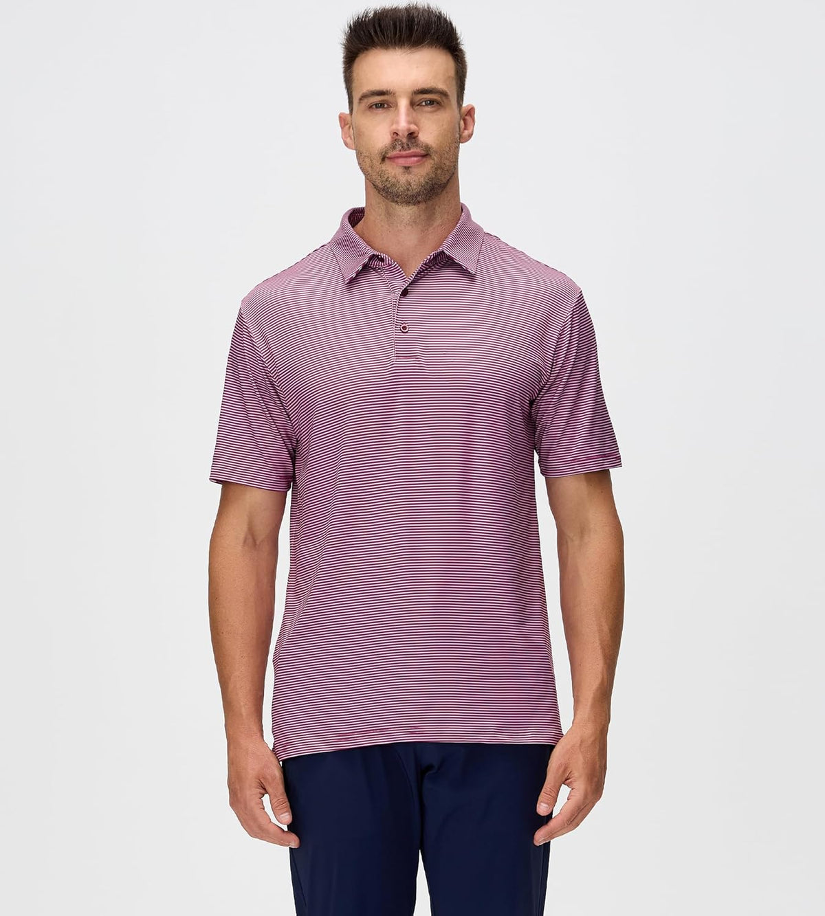 Esabel.C Jacquard Golf Shirts for Men Moisture Wicking Short Sleeve Performance Dry Fit Active Mens Polo Shirts