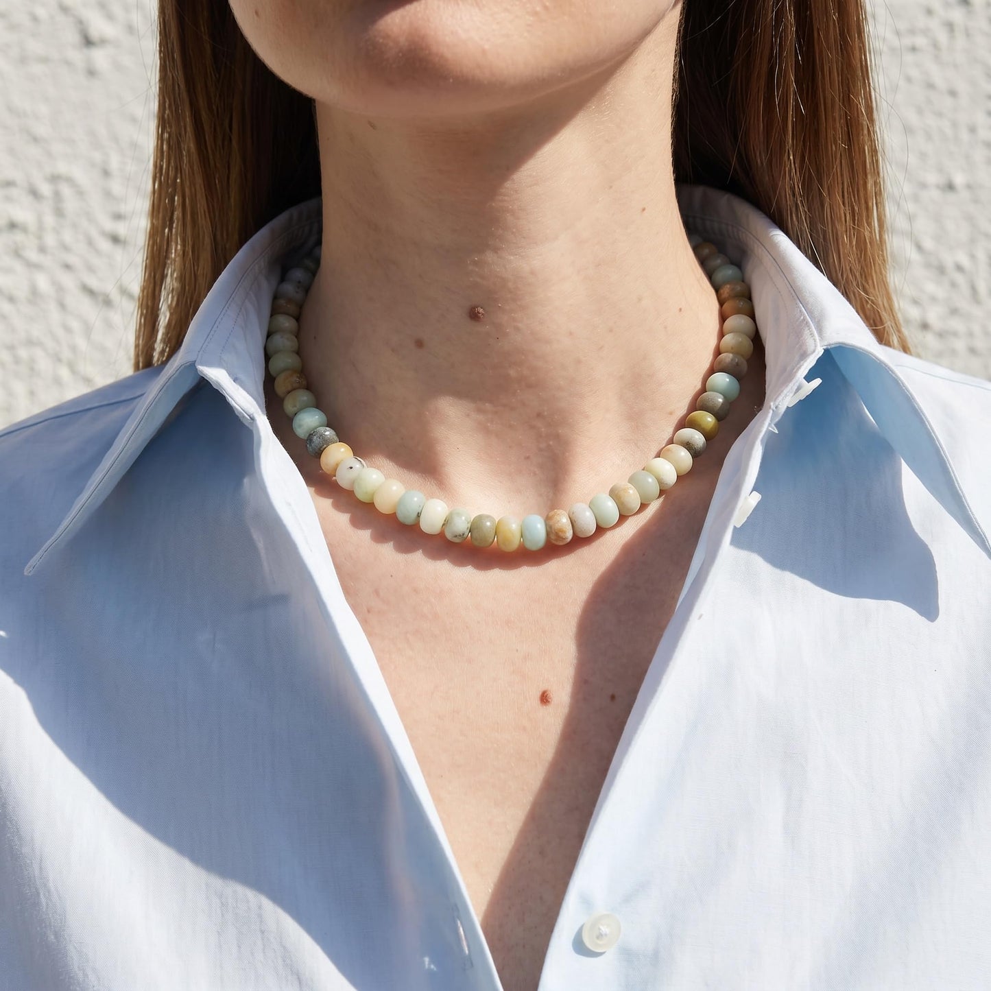 Badu Teal Gemstone Beaded Necklace for Women Natural Stone Bead Beach Rainbow Choker Necklace Fashion Trendy Jewelry Gifts