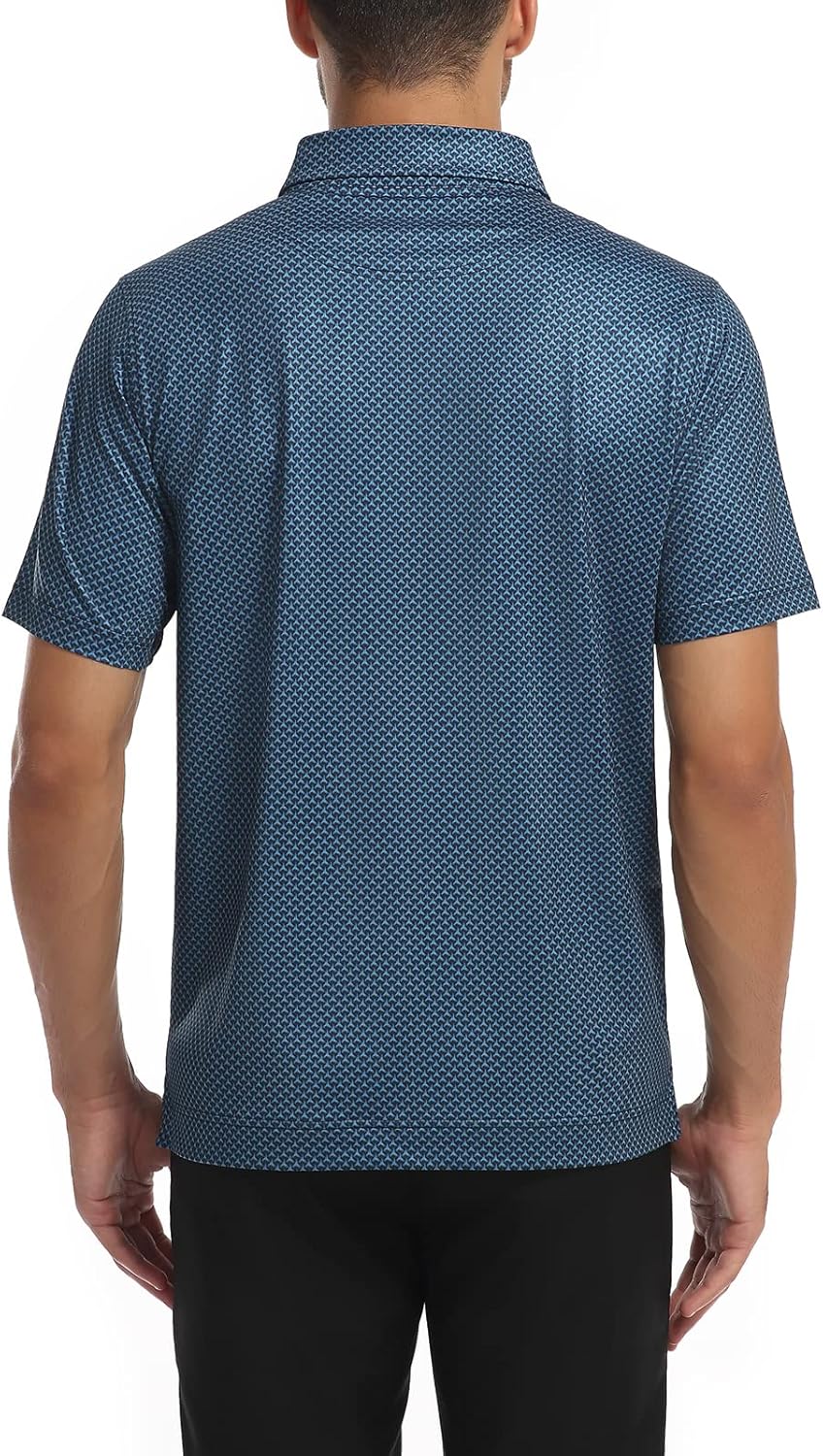 DEOLAX Mens Polo Shirts Fashion Print Mens Golf Shirt Dry Fit Mens Golf Polo Short Sleeve Quick Dry Funny Golf Shirt for Men