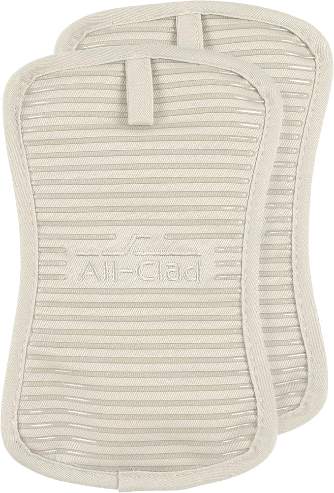 All-Clad Premium Pot Holder & Hot Pad: Heat Resistant to 500 Degrees - 100% Cotton, 10"x6.25" Hot Pad for Kitchen and Barbeque, (2-Pack), Almond