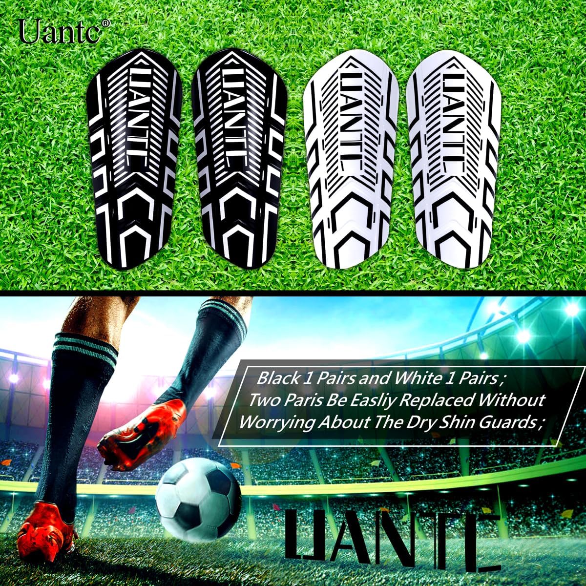 Shin Guards - Soccer Shin Guards with Cushion Protection for Kids/Adults