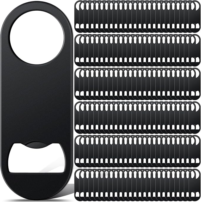 Remerry Bottle Openers Stainless Steel Flat Bottle Opener Bulk 3.4 x 1.3 Inches Bartender Beer Key Soda Can Mini Speed for Kitchen, Bar or Restaurant(Black,150 Pcs)