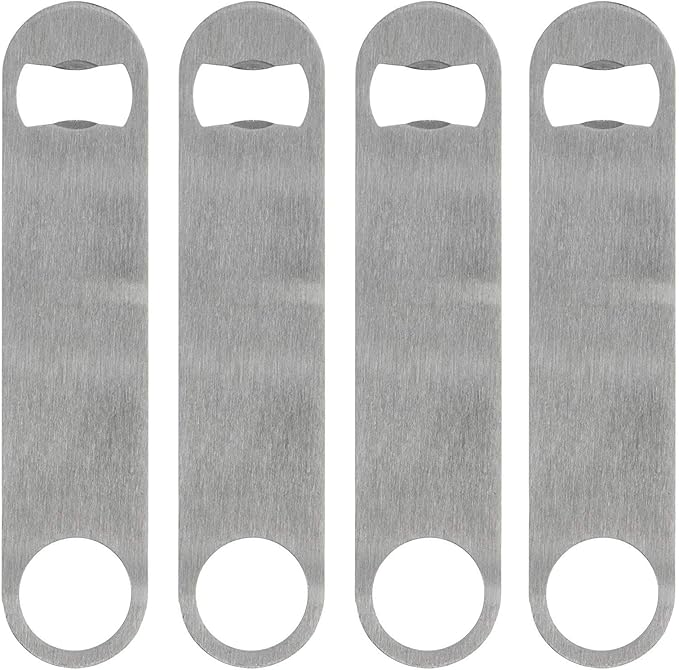 KISEER Heavy Duty Stainless Steel Flat Bottle Opener, 4 Pack Beer Bottle Opener for Kitchen, Bar or Restaurant