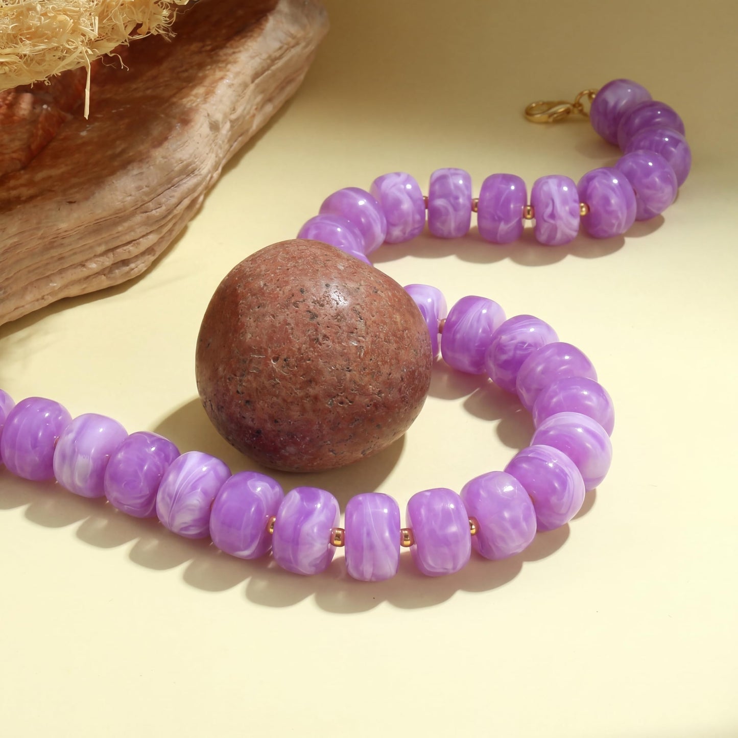 Badu Purple Chunky Beaded Necklace for Women Boho Bead Choker Necklace Summer Fashion Trendy Jewelry Gift