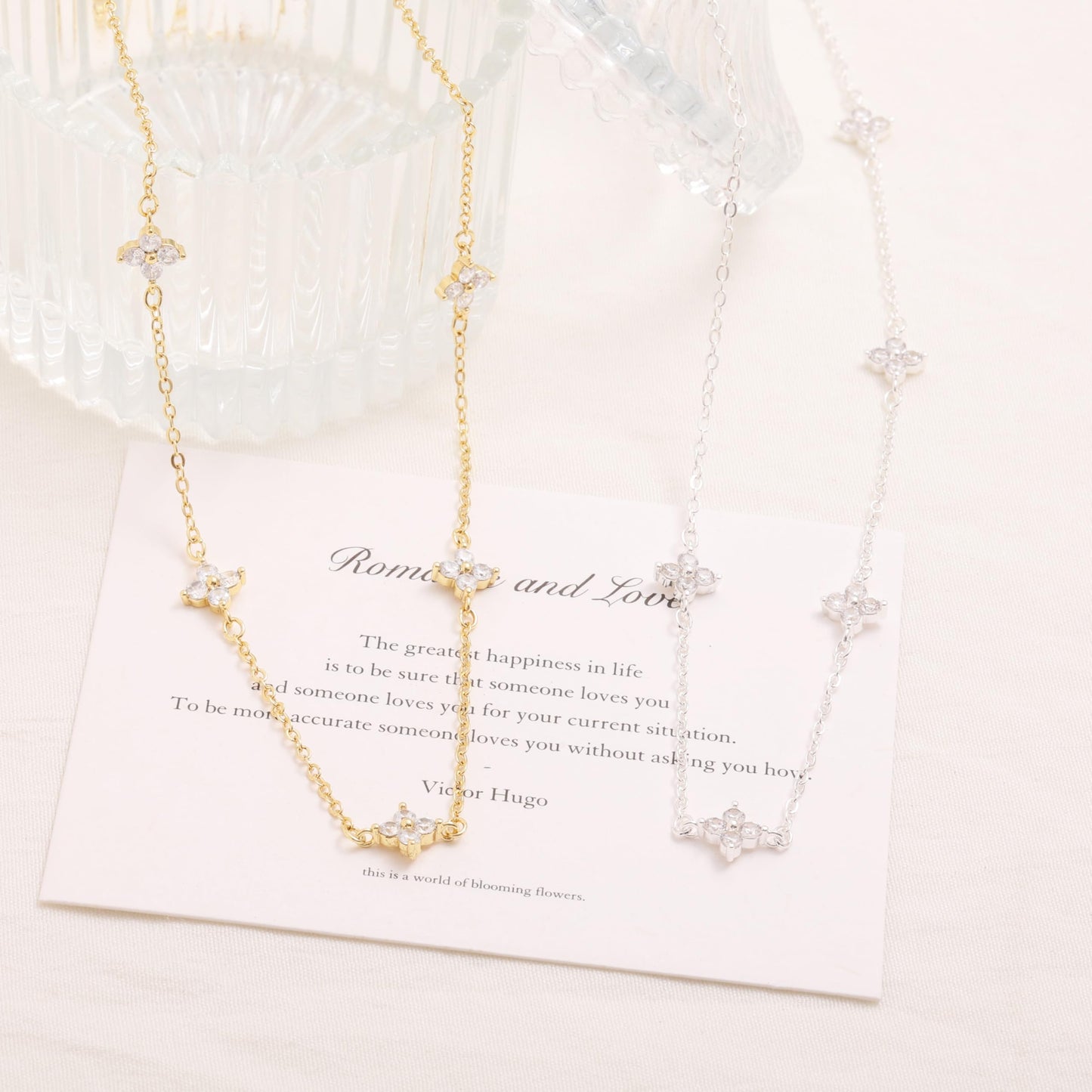 CUEZIY Dainty Silver Necklaces for Women Station Choker Cubic Zirconia Simulated Necklace Simple Cute Layering CZ Necklace Trendy Simple Jewelry Gifts