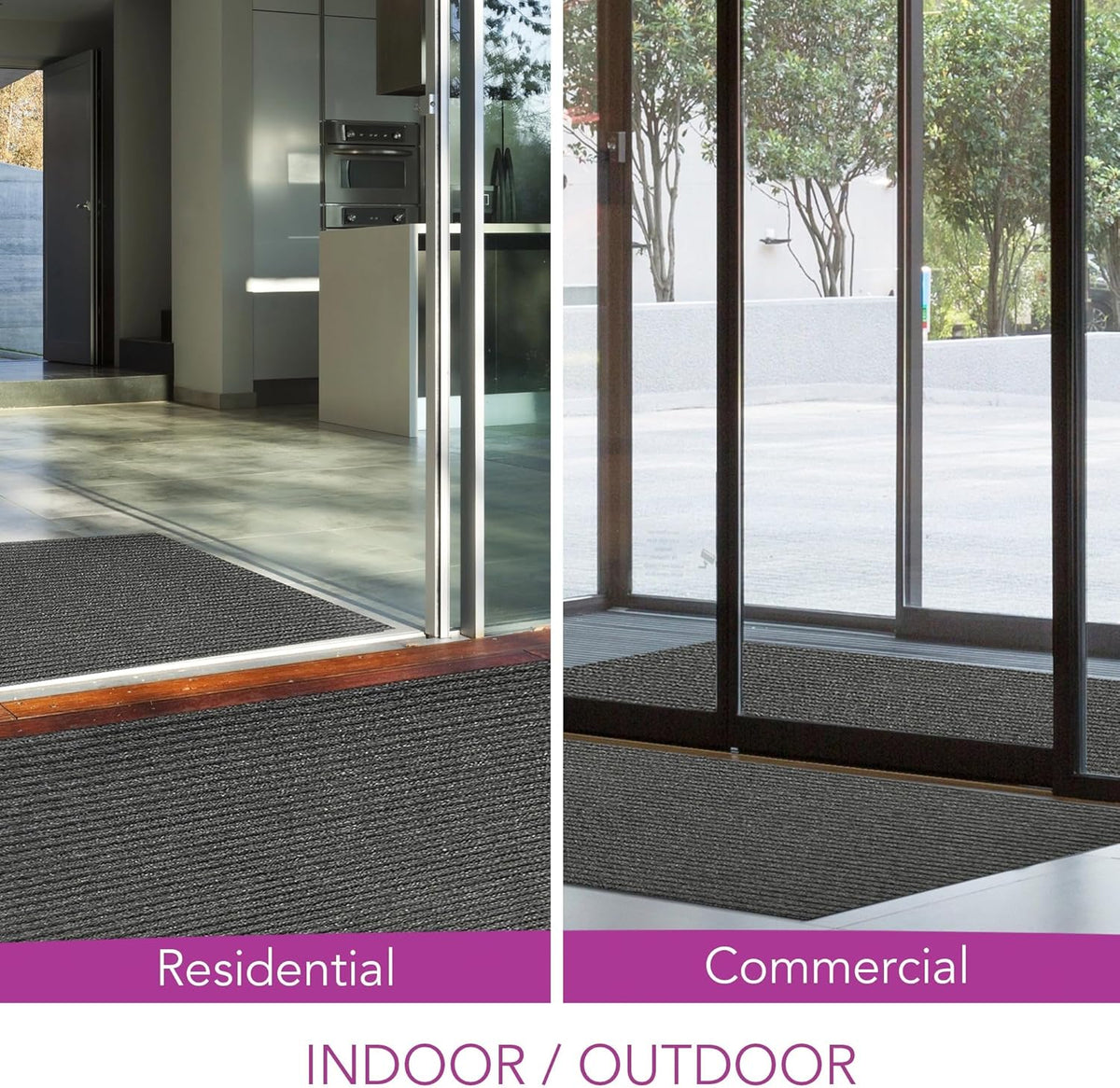 iCustomRug Spartan Weather Warrior Duty Indoor/Outdoor Utility Ribbed in 3ft,4ft,6ft Widths 70 Custom Sizes with Natural Non-Slip Rubber Backing 4'X58' in Charcoal