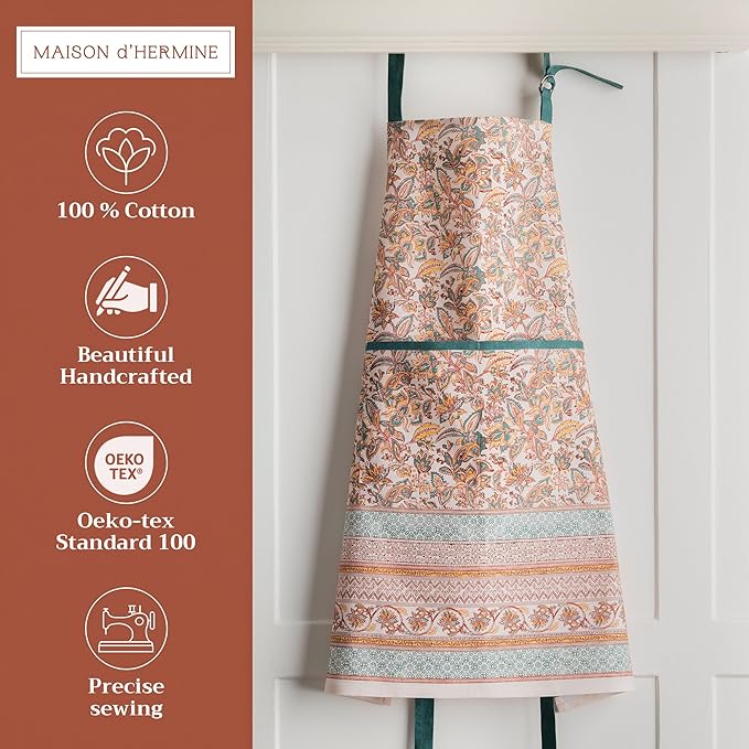 Maison d' Hermine 100% Cotton Apron for women with Pocket Kitchen Chef Apron for Men Cooking Mothers Day Gifts