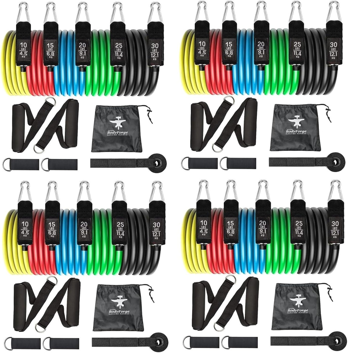 BodyForge Resistance Bands, Exercise Bands, Resistance Bands for Working Out, Work Out Bands with Handles for Men and Women Fitness, Strength Training Home Gym Equipment