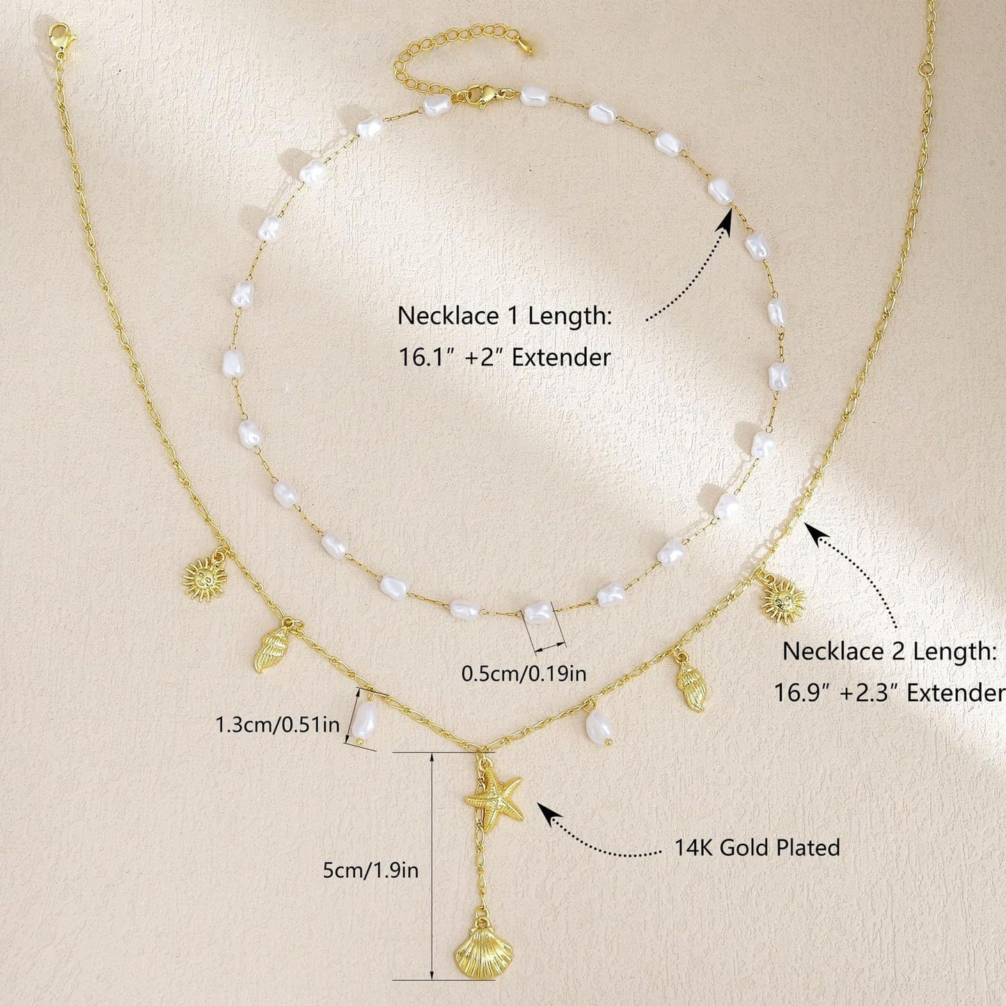 Gold Starfish Shell Necklace for Women Boho Layered Seashell Conch Shell Pearl Pendant Necklaces Set Bohemain Starfish Beach Necklaces Stack Beachy Summer Jewelry Outfits Accessories