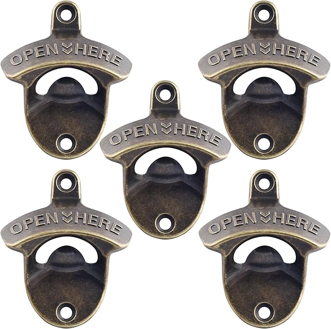 Antique Bronze Beer Cap Opener Moubtable for Post, Old Fashioned Bottle Opener Wall Mounted Stainless (5 Packs)