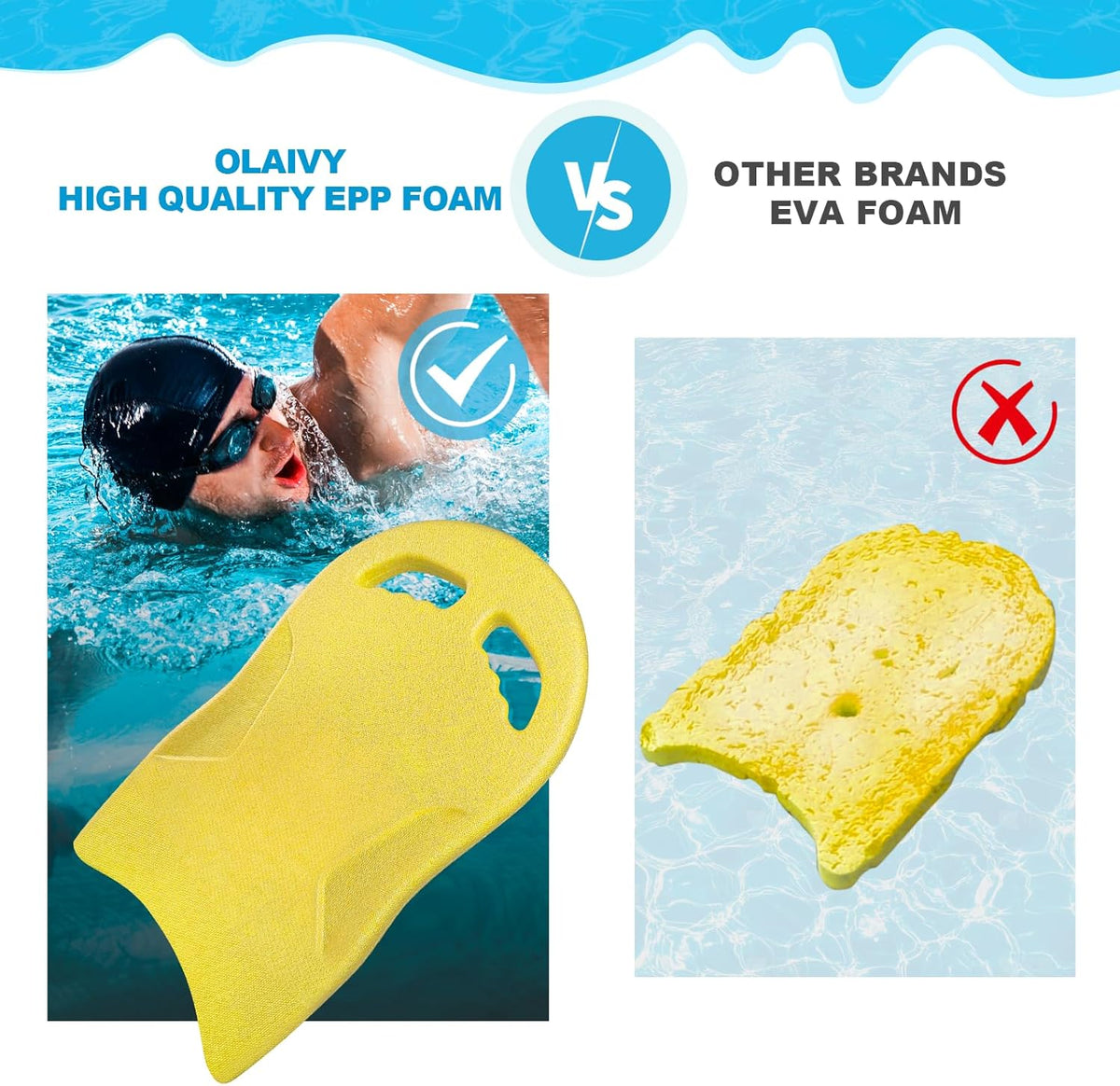 Swimming Kickboard, Lightweight and High Buoyancy Swim Training Board for Swimmers, Durable EPP Material, Ideal for Pool Exercise and Swimming Lessons