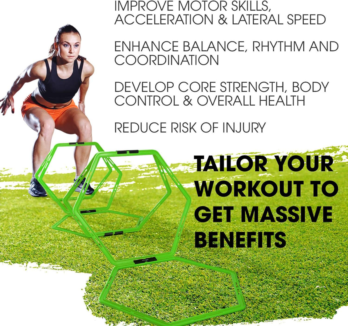 Yes4All Hex Agility Rings/Speed Rings with Carrying Bag – Hexagon Rings, Agility Hurdles for Agility Footwork Training