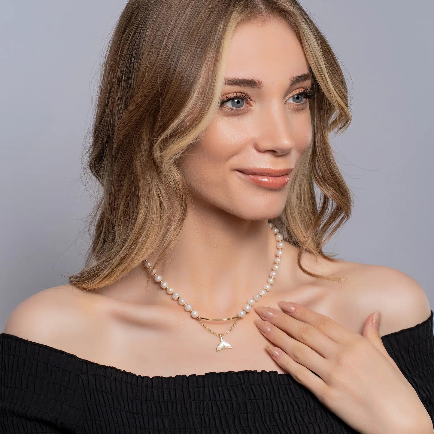 ONTHOLOGIE Gold Layered Pearl Necklace for Women - 18K Gold Vermeil Brass Chain with Natural Freshwater Cultured Genuine Pearls Necklace for Women and Girls, Genuine Pearl