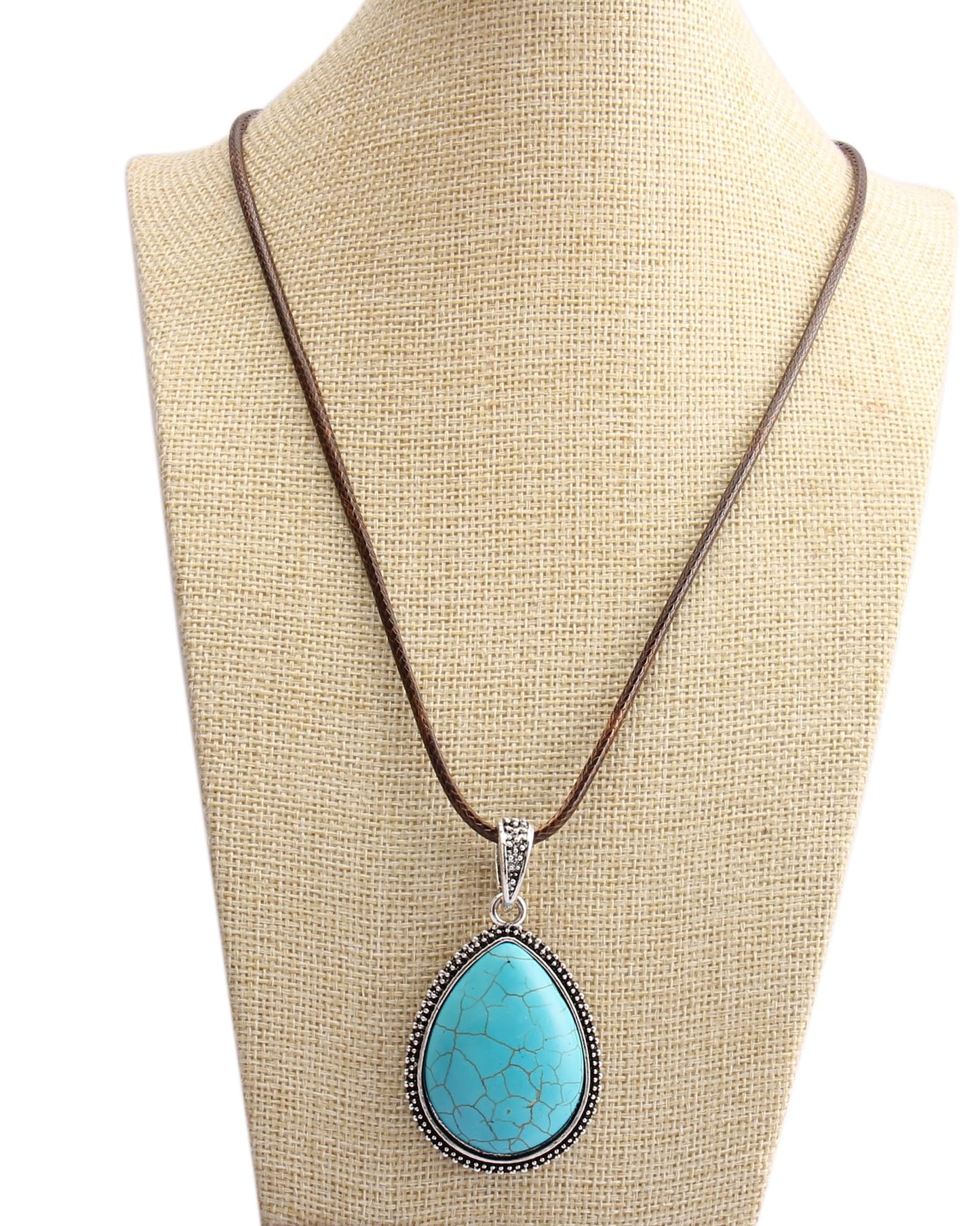 joymiao Boho Pendant Necklace for Women Leather Cord Necklace Cowgirl Sweater Necklace Hippie Choker Necklace Turquoise Jewelry for Teen Girl Gifts