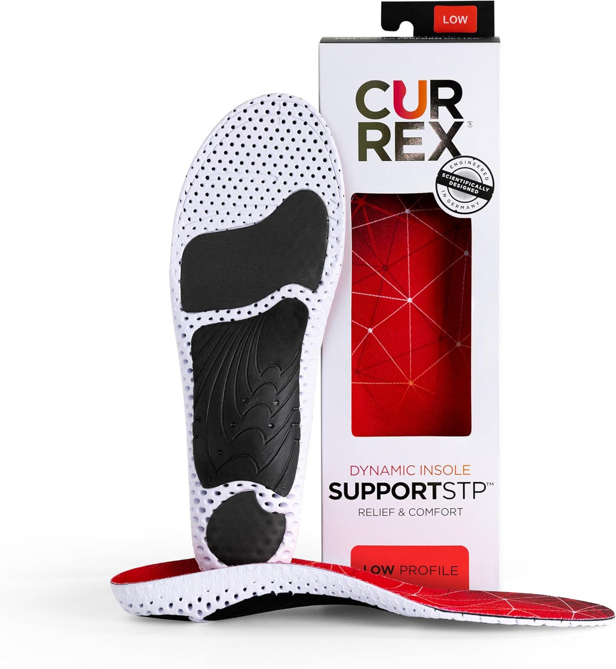 CURREX SupportSTP – Arch Support Insole w/Superior Cushioning & Airflow, Heavy Duty Shell for Less Fatigue – Comfort, Athletic, Casual and Work Shoe Inserts, Men & Women – Low Arch, 2XL