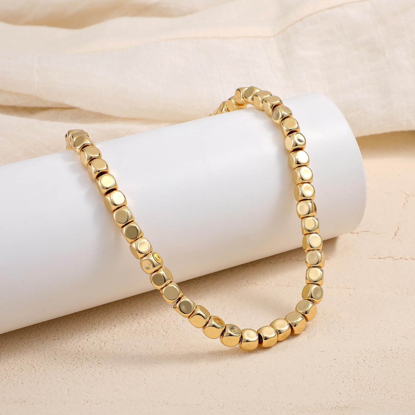 Sajidos Gold Plated Plastic Beaded Necklaces for Women 14K Gold Plated Bead Chunky Heart Charm Pendant Necklace Handmade Trend Fashion Jewelry Gifts