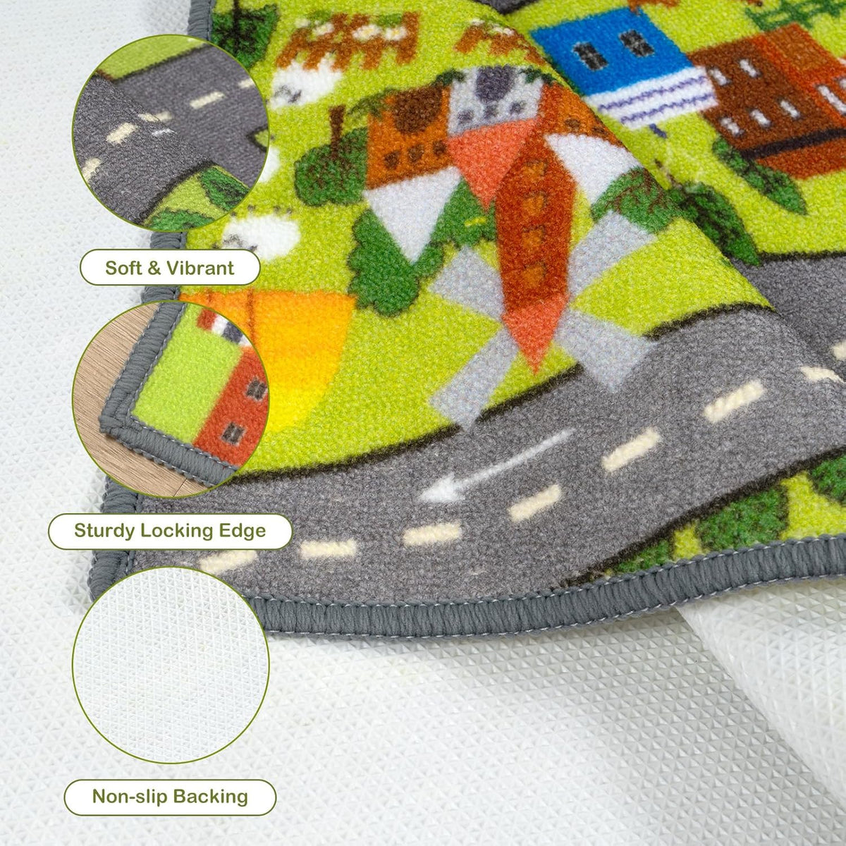 STARUIA Washable Kids Play Rug for Playroom, Boys Car Rug for Kids Toy Cars Have Fun Safely, Non-Slip Educational City Road Rugs Carpets for Kid Room Bedroom, 60" x 32"