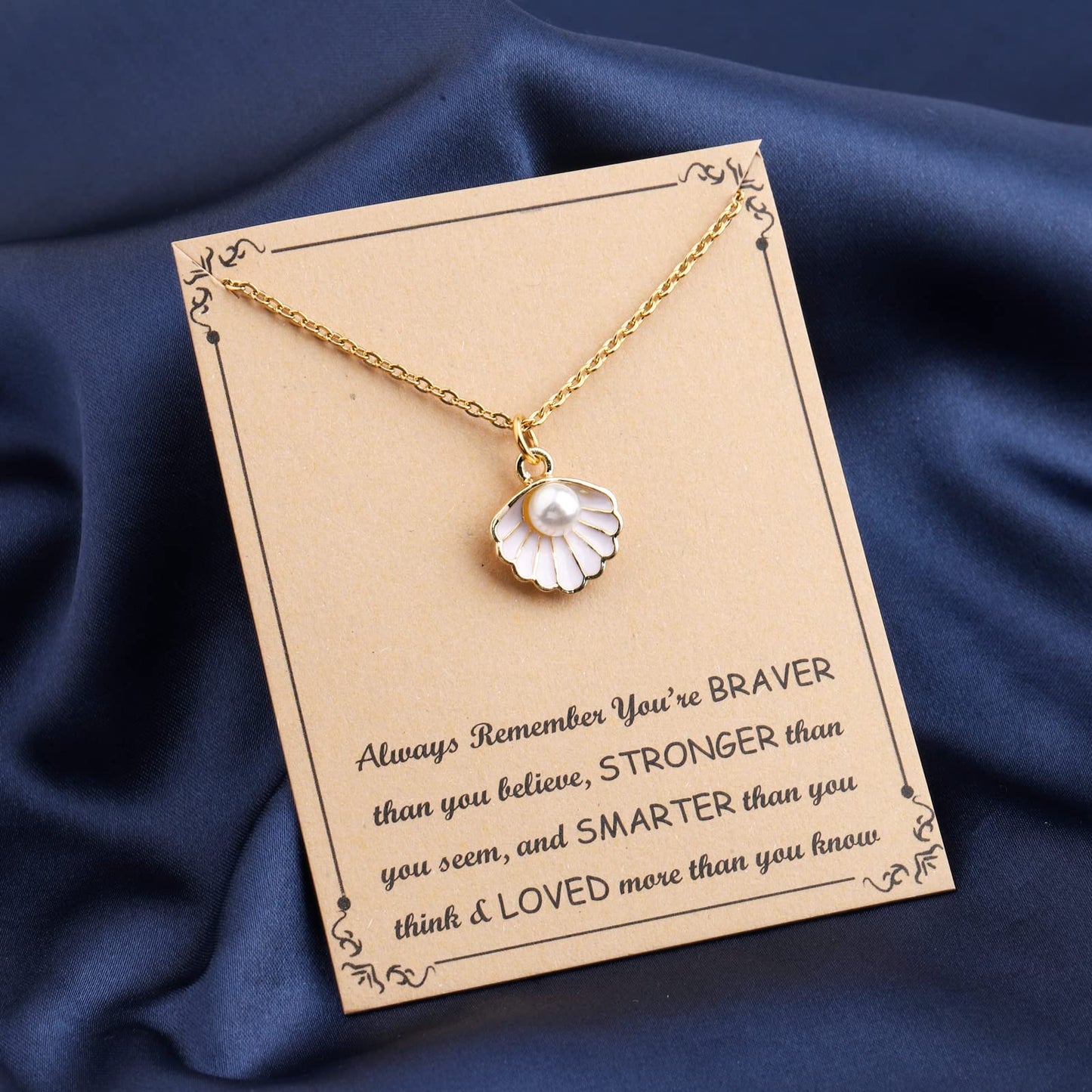 BNQL Seashell Pendant Necklace Beach Lover Gifts Scallop Necklace Enamel Blue Seashell Jewelry Gifts for Women