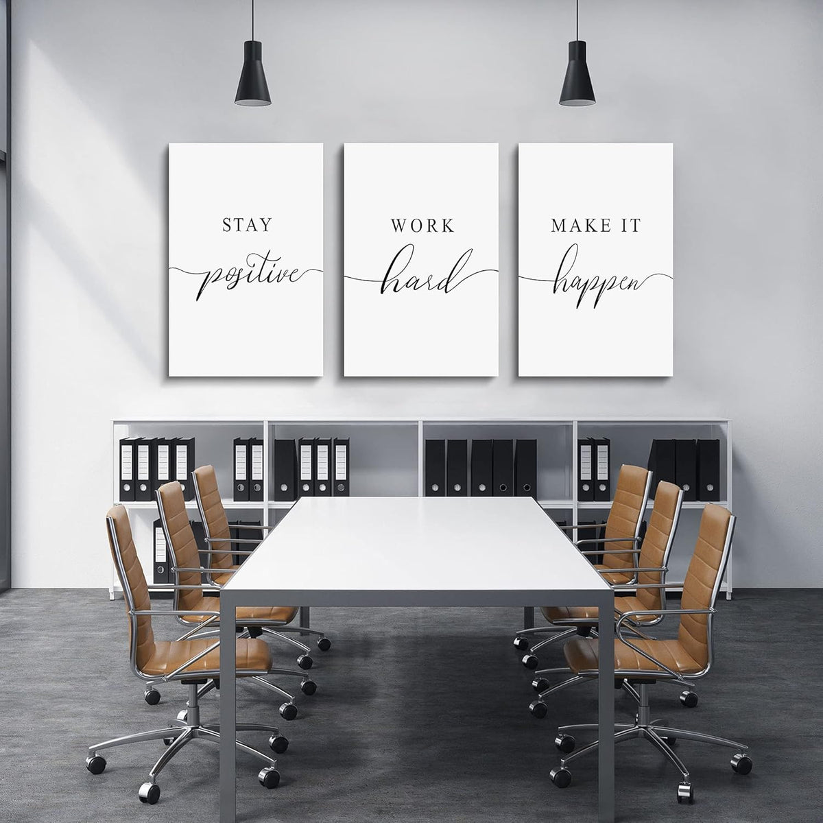 Framed Canvas Wall Art Positive Quotes, Office Wall Art Decor, White Large Poster, Positive Motivational Set of 3 Prints, Inspirational Wall Art (G-3pcs,20x30inchx3pcs)