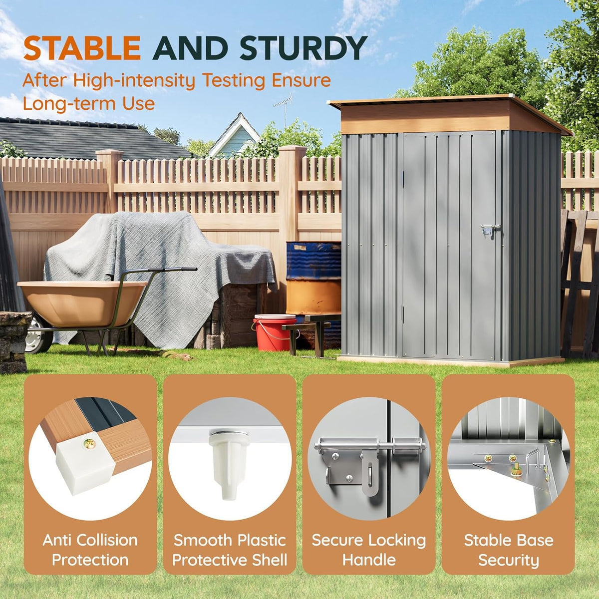 5x3FT Multi-Used Shed & Outdoor Storage Shed with Lockable Door, Compact Metal Tool Shed for Garden, Backyard, Patio, Utility, and Various Storage Shed(Matte Gray)