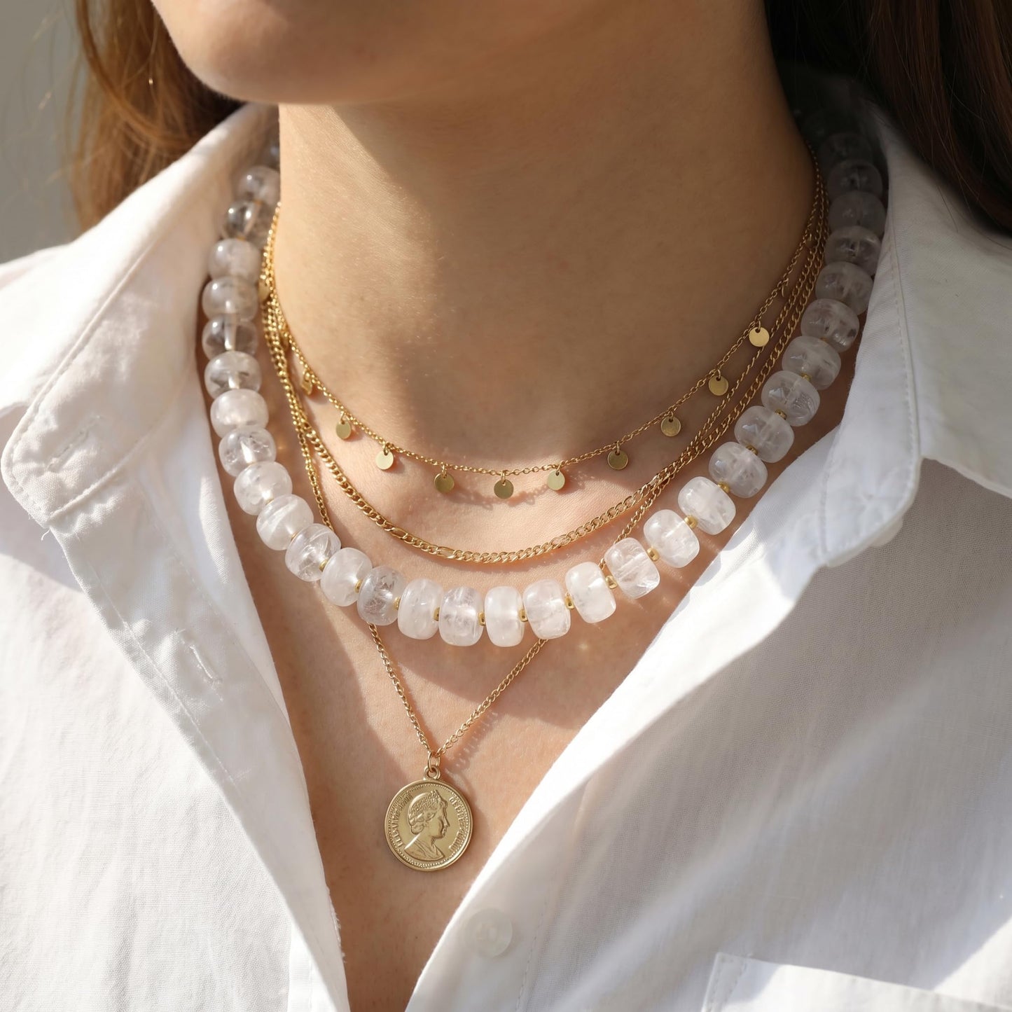 Badu Clear White Chunky Beaded Necklace for Women,Acrylic Bead Choker Statement Necklace Cute Trendy Necklaces Jewelry Gifts