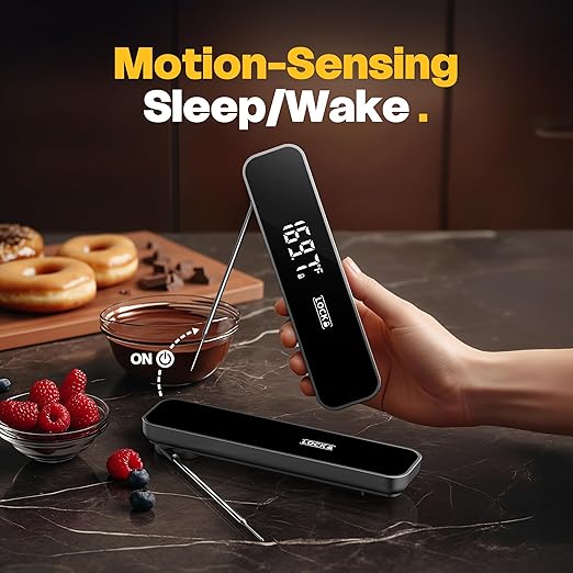 0.3 Sec Instant Read Meat Thermometer Digital, Food Thermometer for Cooking and Grilling, Waterproof, Backlight, Kitchen Oven Candy BBQ Essentials Accessories, Gifts for Him Men, Dad & Mom