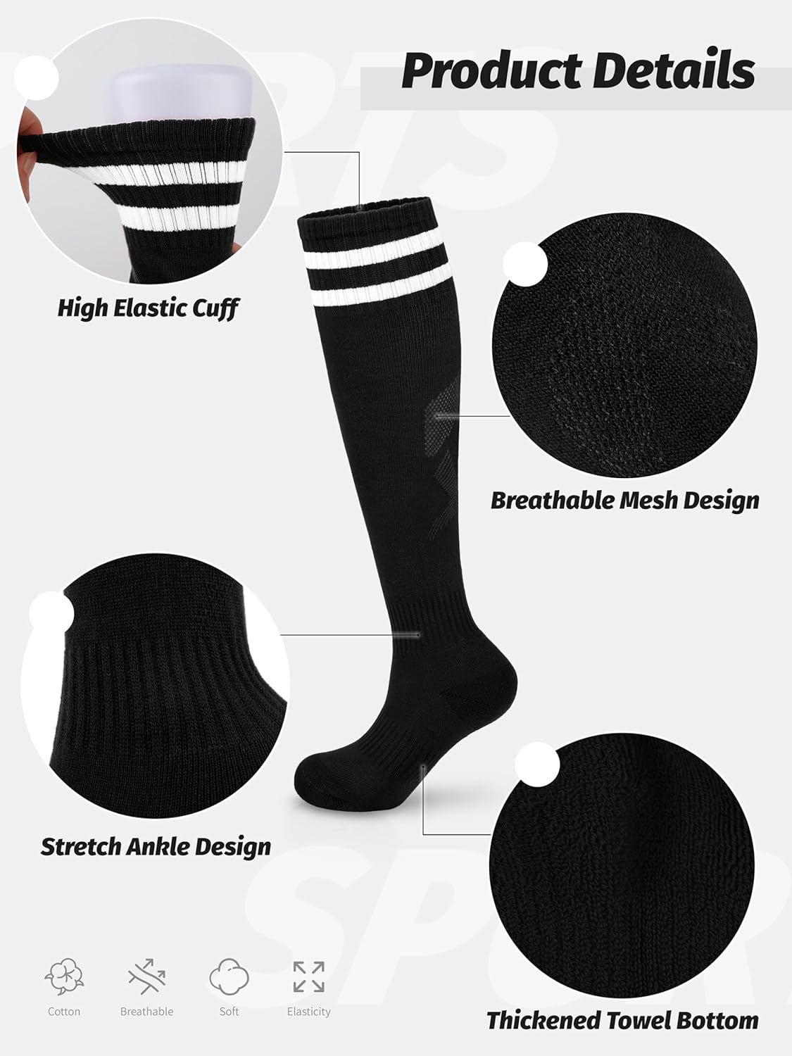 Kids Soccer Shin Guards and Socks Toddler Soccer Shin Pads Protective Defender Gear for 3-15 Years Old Youth Boys Girls