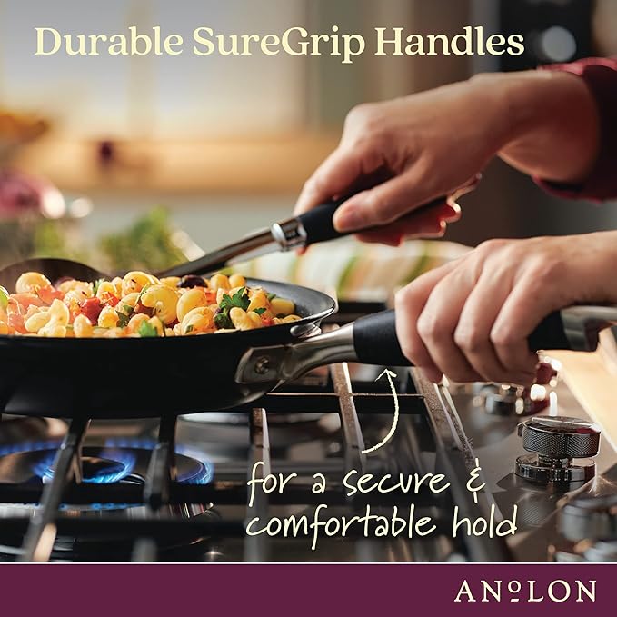Anolon Advanced Home Hard Anodized Nonstick Frying Pan, 8.5 Inch – Small Non Stick Egg Pan, Durable Nonstick Skillet - Onyx