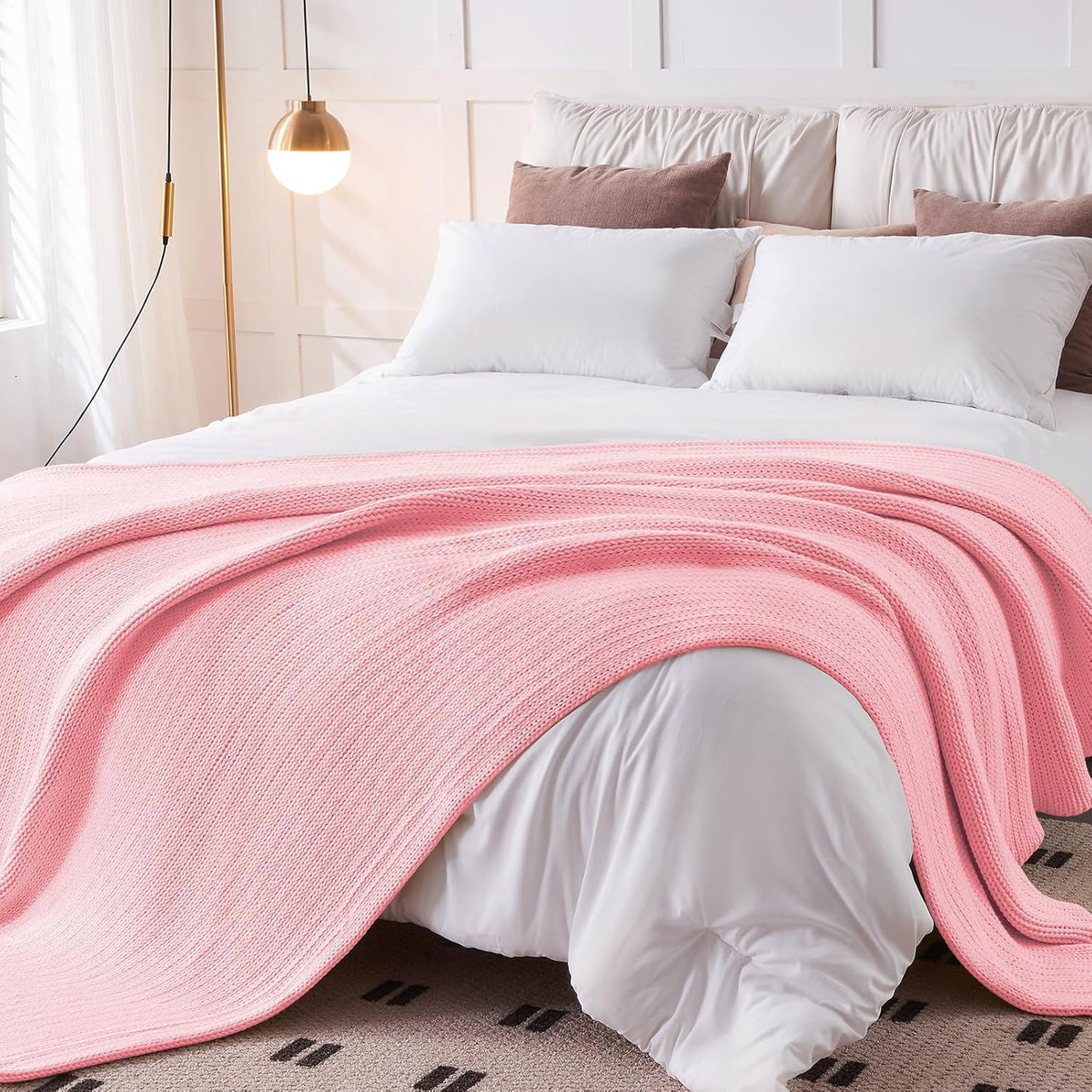 L'AGRATY Knitted Weighted Blanket - 60"x80" 20lbs Cooling Chunky Knit Heavy Blanket for Adults Braided Crochet Throw Thick Cable Yarn Knit Decorative No Beads Evenly Weighted Machine Washable