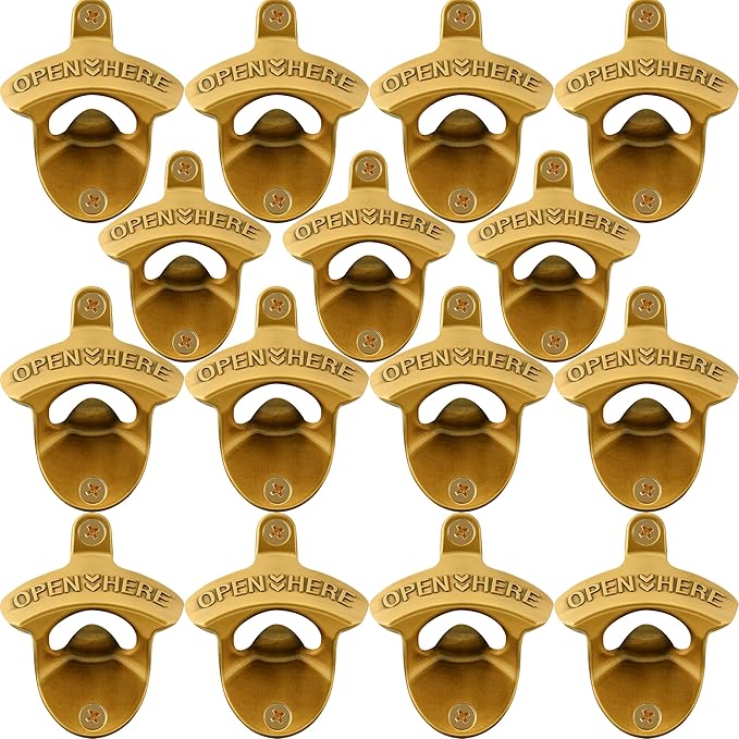15 PCS Aged Gold Bottle Opener Wall Mounted Beer Cap Opener Mountable Bulk for Table Craft