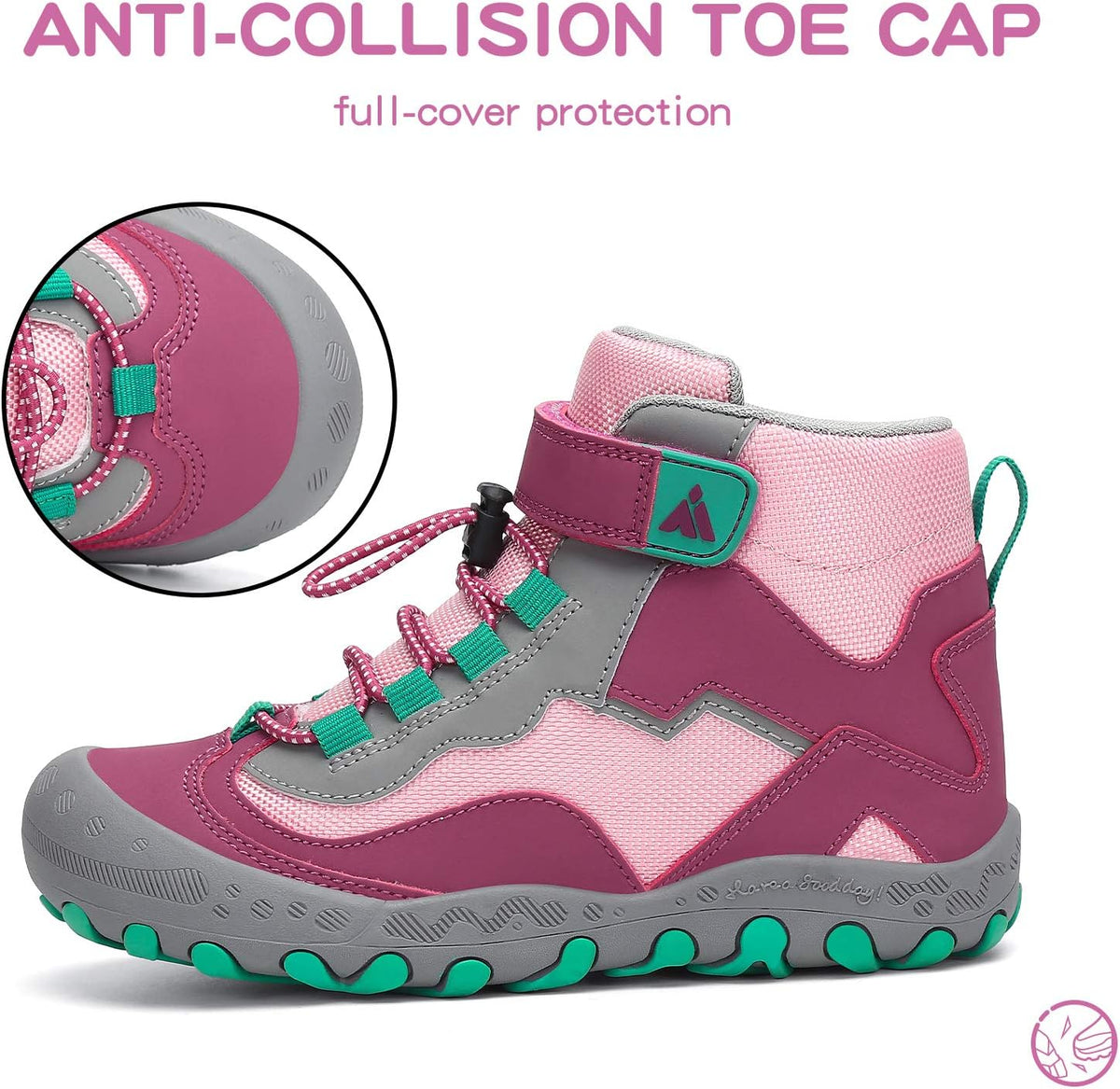 Mishansha Kids Water Resistant Hiking Boots, Boys Girls Anti Collision Anti-Skid Athletic Outdoor Adventure Trekking Shoes