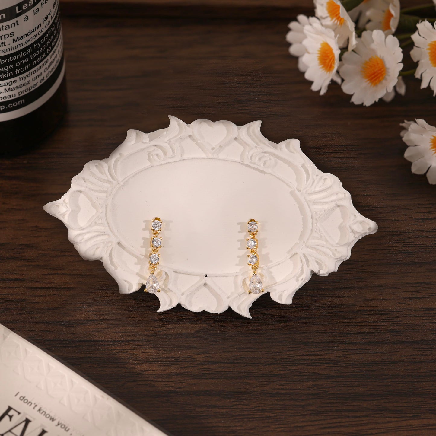 Long Dangle Earrings for Women,14k Gold Plated Crystal Drop Earrings Dainty Wedding Gold Earrings for Women Trendy Cute Bridal Dangling Earrings Cute Jewelry