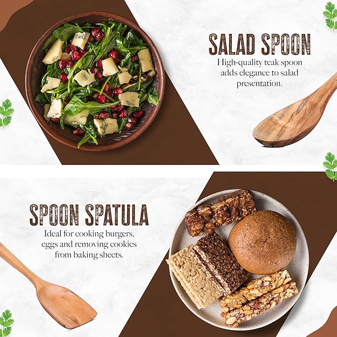 INTAJ Wooden Spoon Set for Cooking & Serving – 6-Piece Eco-Friendly Kitchen Utensils – Handmade Acacia Wood Spoons for Serving, Gifting & Daily Use – Non-Toxic, Sustainable Cookware Essentials