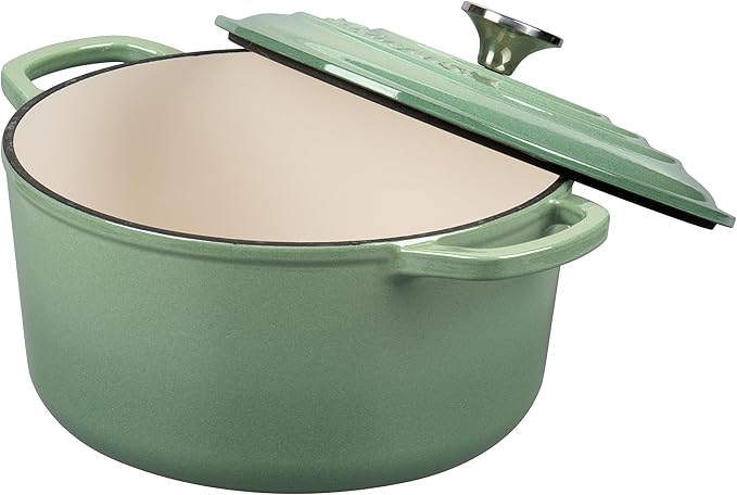 VORRINGARD Enameled Cast Iron Dutch Oven Pot with Lid, for Sourdough Bread Baking, Round Dutch Ovens, 6 Quart, Sage green