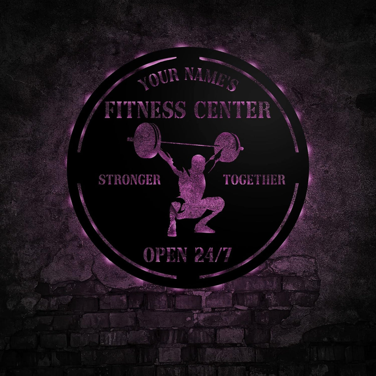 Personalized Home Gym LED Tin Metal Sign Multiple Sizes, Gym Sign Wall Decor, Exercise Workout Room Decor Fitness Center, Motivational Inspirational Hanging Wall Art Wall Plaque (04 w/lights)