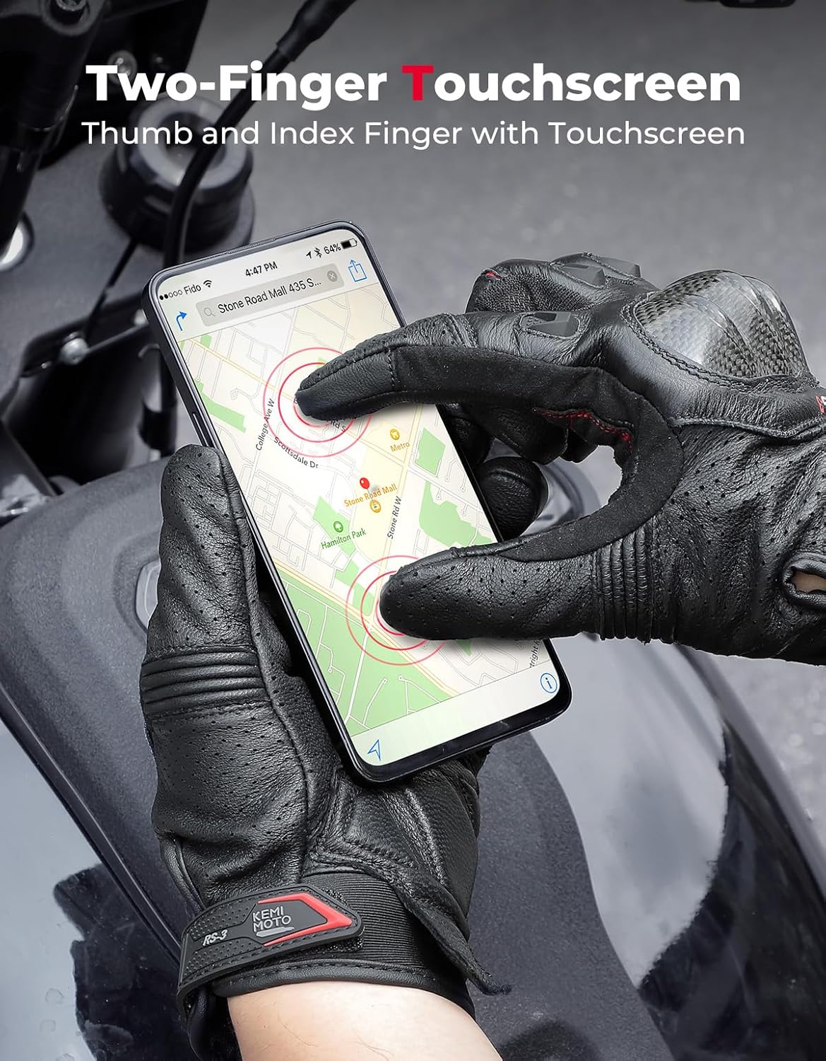 KEMIMOTO Sheepskin Leather Motorcycle Gloves for Men, Protective Motorcycle Gloves for Motocross Motorbike Dirt Bike Bicycle Racing ATV UTV