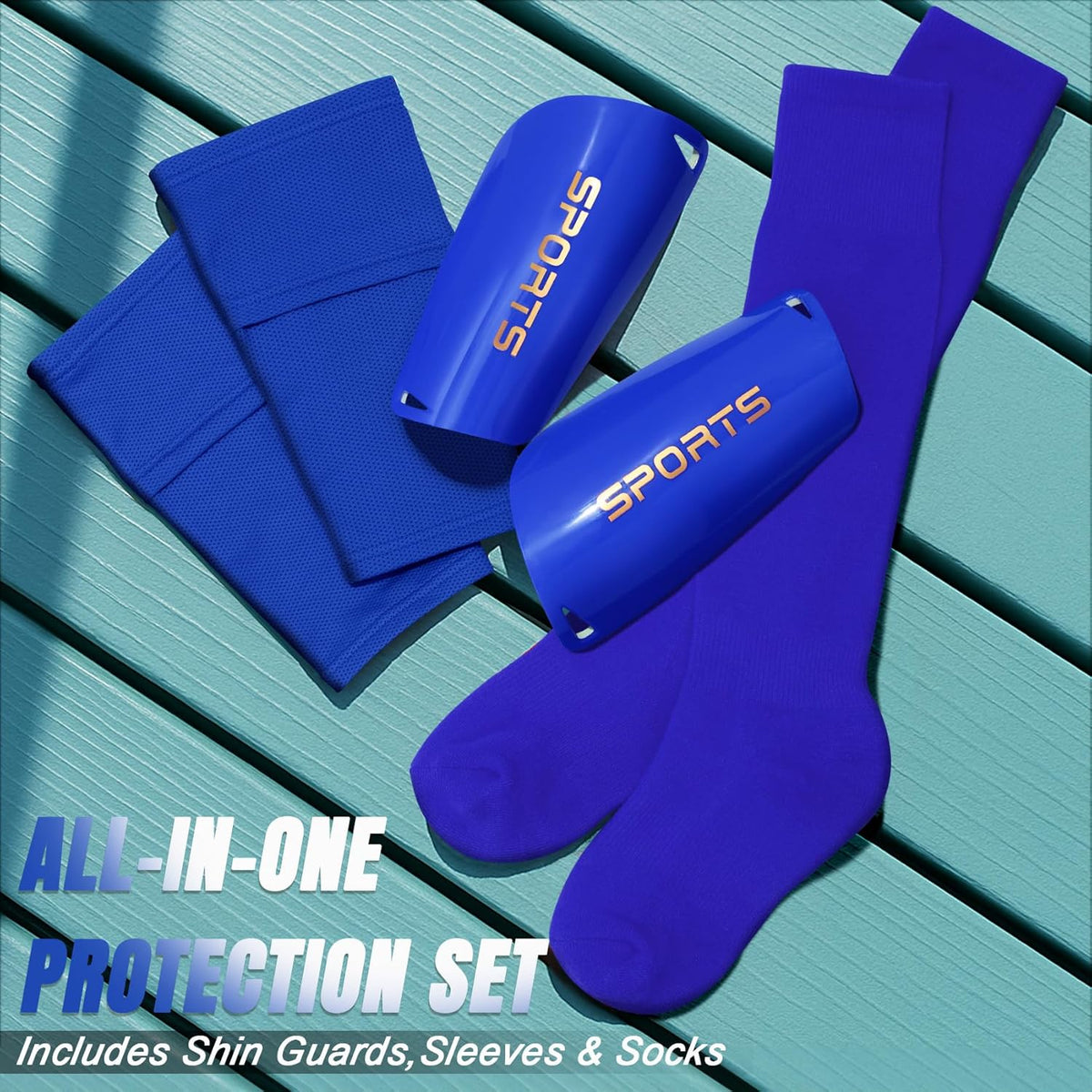 XZQTIVE Soccer Shin Guards with Shin Sleeves and Soccer Socks, Football Shin Pads Set for Kids Youth and Adult