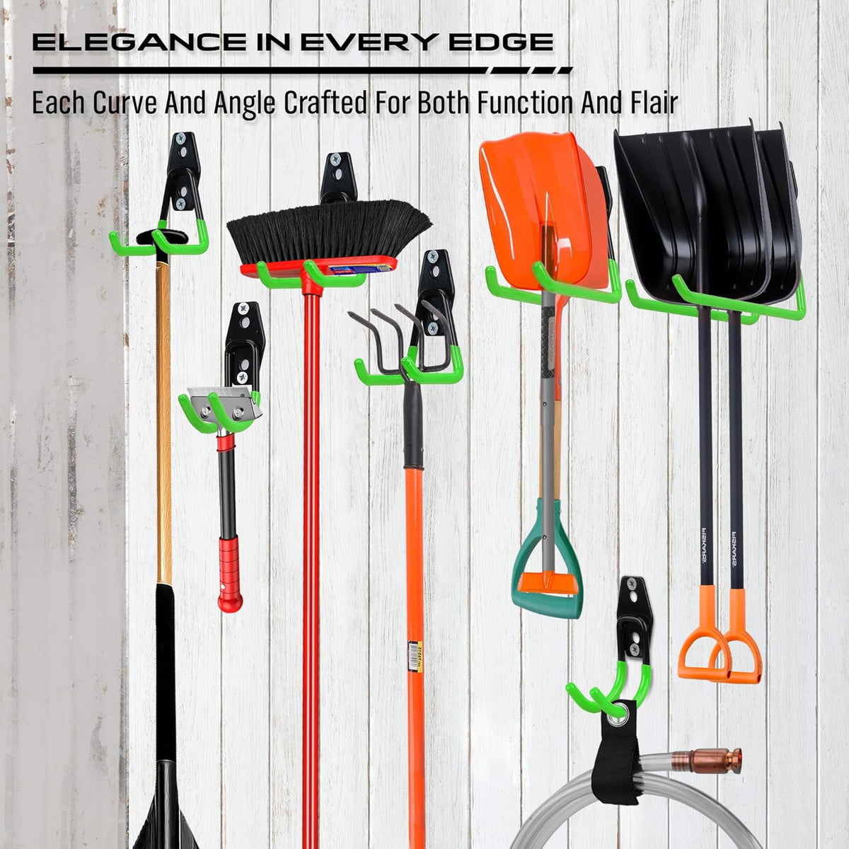 Garage Tool Storage Wall Hook Assortment Set: 15PCS Heavy Duty Large Hanger Garden Tool Organizer Ladder Bike Rack Yard Tool Holder Shed Shovel Metal Screw Organization Bicycle Steel Bracket