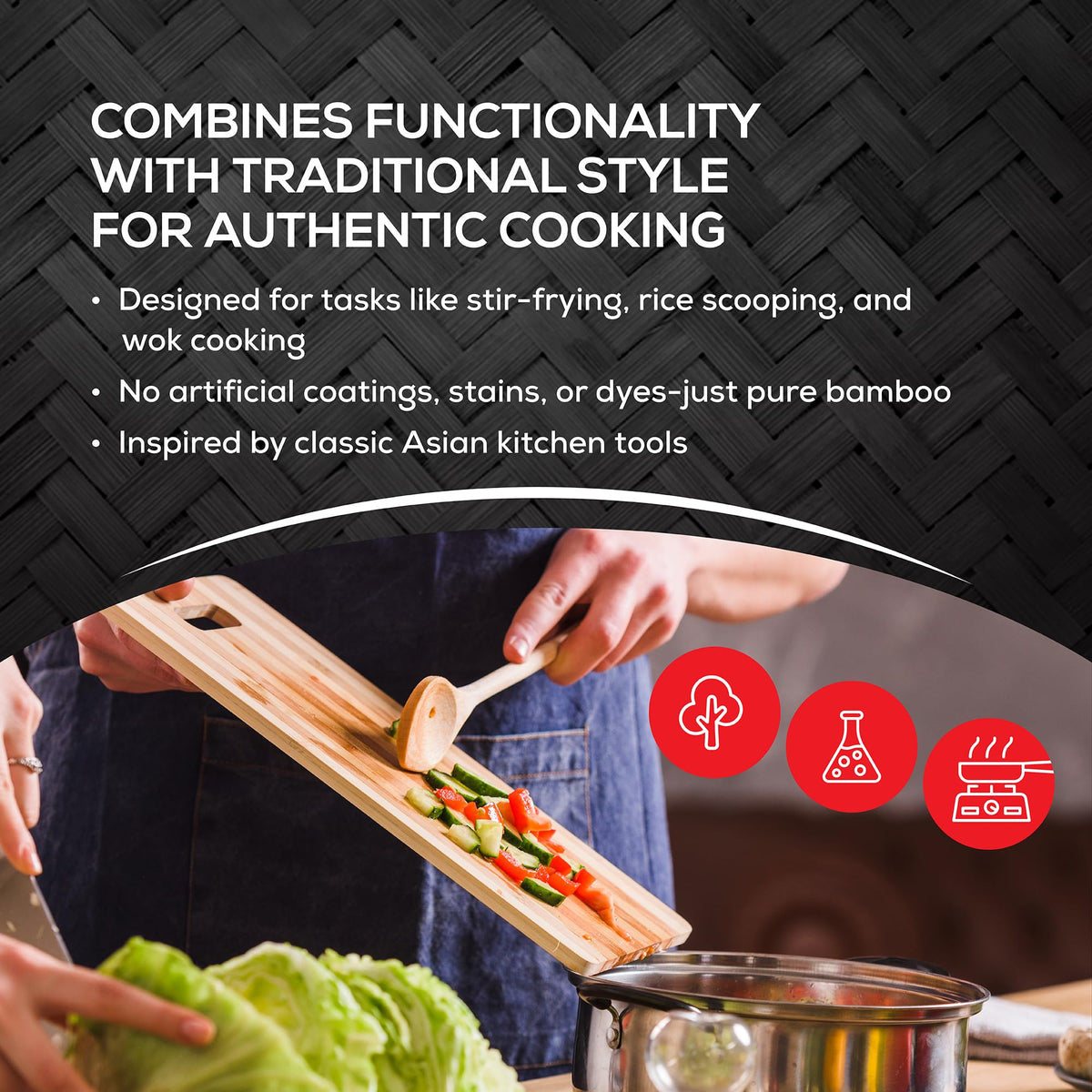 Helen’s Asian Kitchen Bamboo Kitchen Spoon Cooking Utensil, 15-Inch
