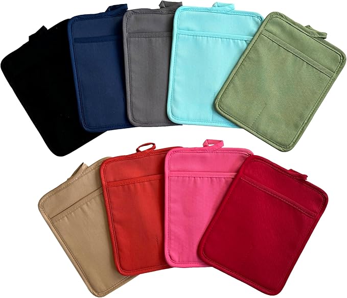 Oven Pot Holder with Pocket Cotton Heat Resistant Coaster Potholder Kitchen Hot Pad Oven Mitts for Cooking and Baking Square 7"x9" (Orange, Silicone)