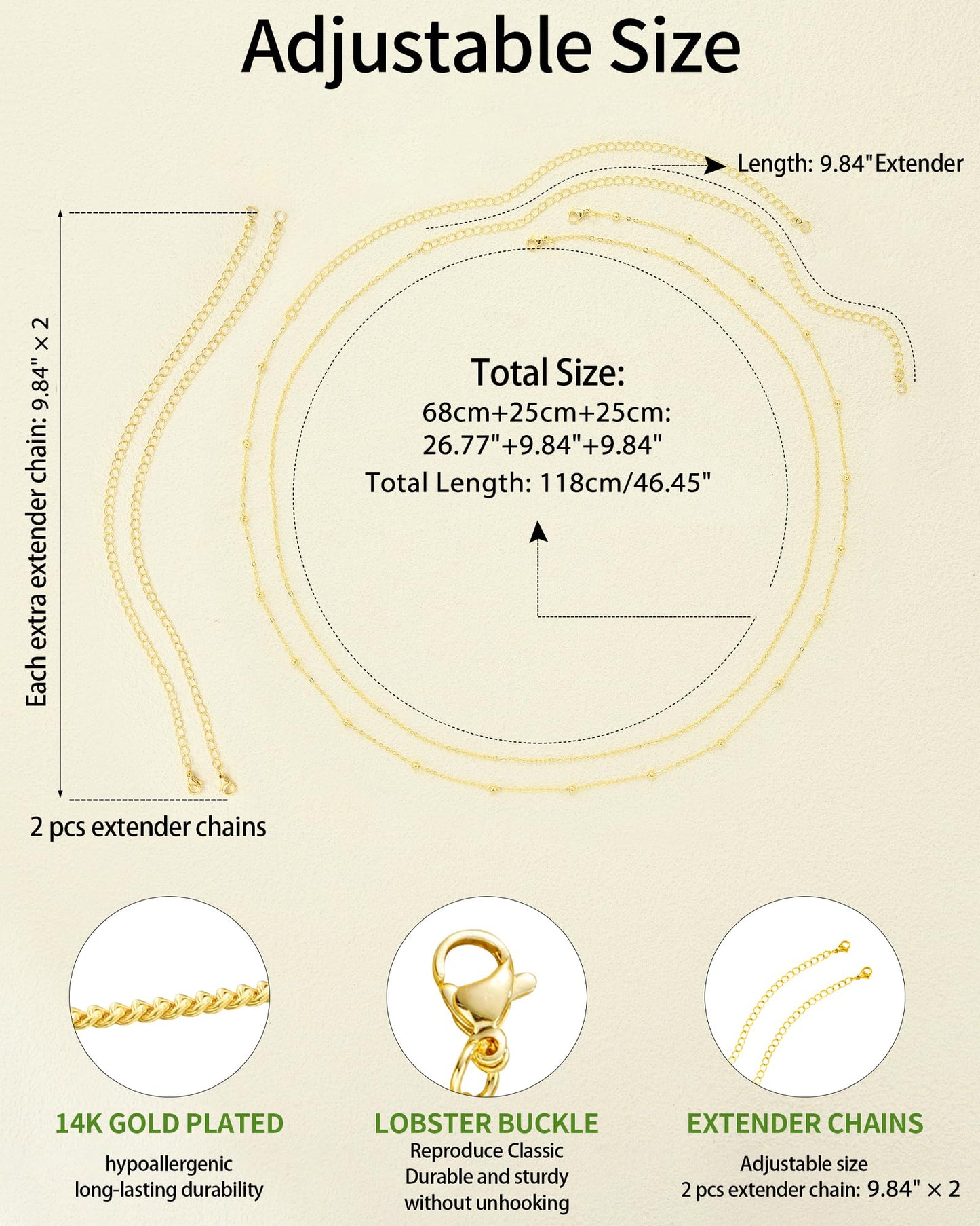 Gold Body Chain for Waist 2Pcs 14K Gold Plated Sexy Belly Chains for Women Rope Waist Chain Jewelry for Beach Accessories Adjustable 26.77-52.36Inch