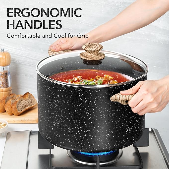 MICHELANGELO Stock Pot with Lid, 10 Quart Large Pot for Cooking, Nonstick Cooking Pot with Healthy Coating, Non Stick Soup Pots Induction Compatible